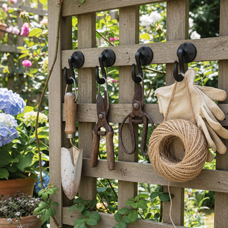 CouldNook Cast Iron Wall Hook - Curved Arm and Round Backplate