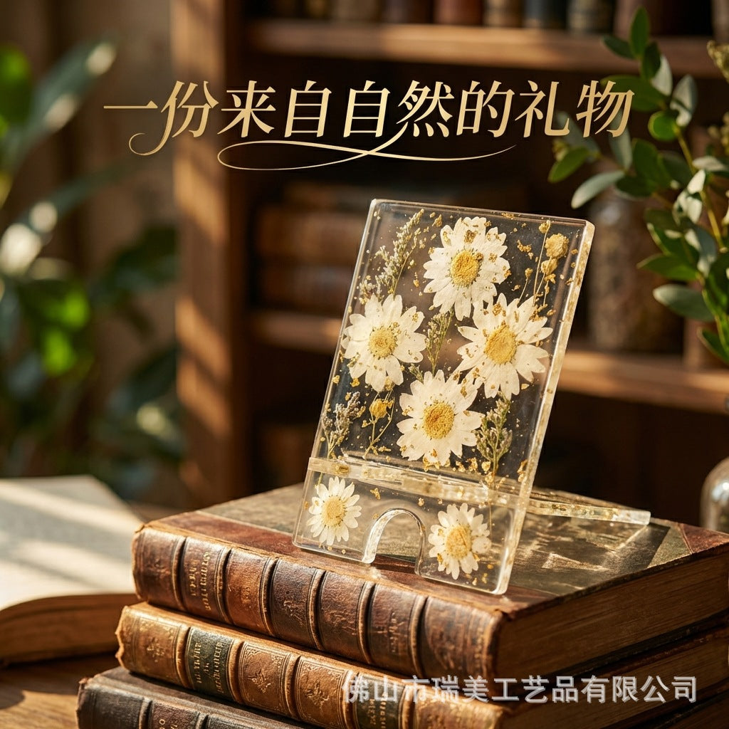 CouldNook Floral Resin Phone Stand - Clear Panels and Embedded Blooms