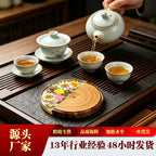 CouldNook Round Floral Coaster - Wood Grain and Clear Resin Section