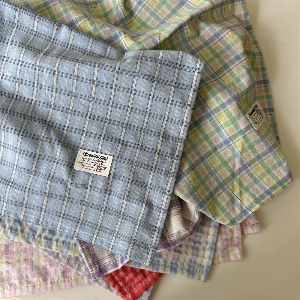 CouldNook Plaid Fabric Table Napkin - Woven-Look Checks And Sewn Label