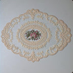 CouldNook Oval Embroidered Lace Placemat - Floral Mesh Size Options