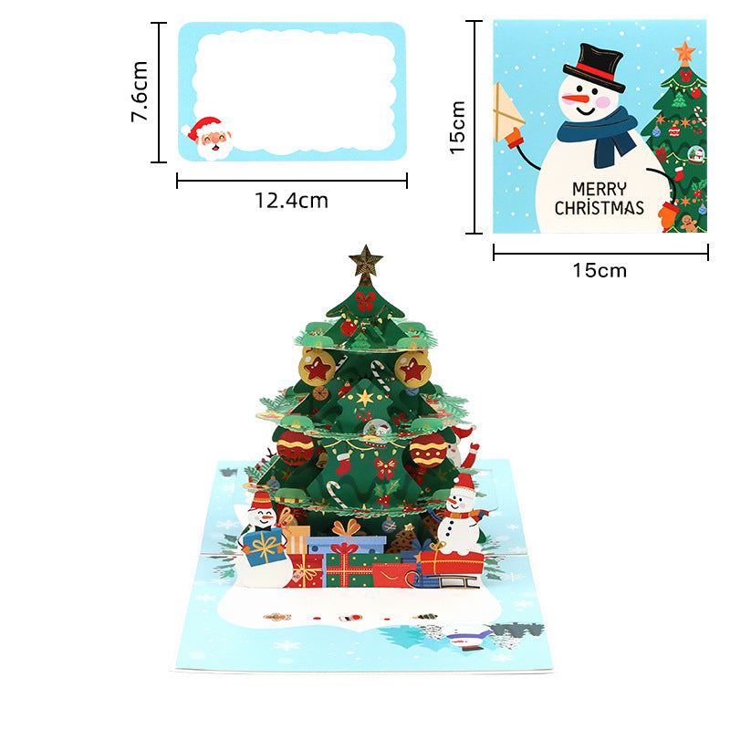 Christmas Tree Pop-Up Greeting Card with Festive Scene