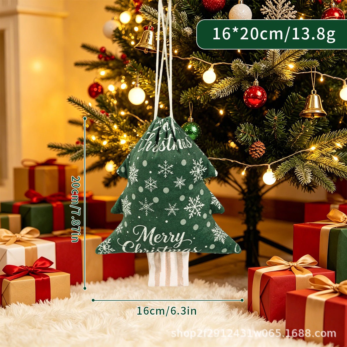 CouldNook Christmas Tree Gift Bag - Drawstring Closure And Printed Fabric