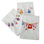 CouldNook Embroidered Cotton Napkin - Colorful Kitchen Motifs On White