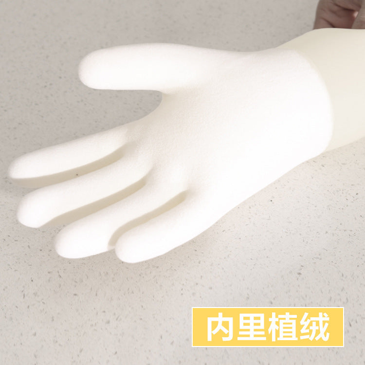 CouldNook Nitrile Cleaning Gloves - Plain White Finish And Extended Cuffs
