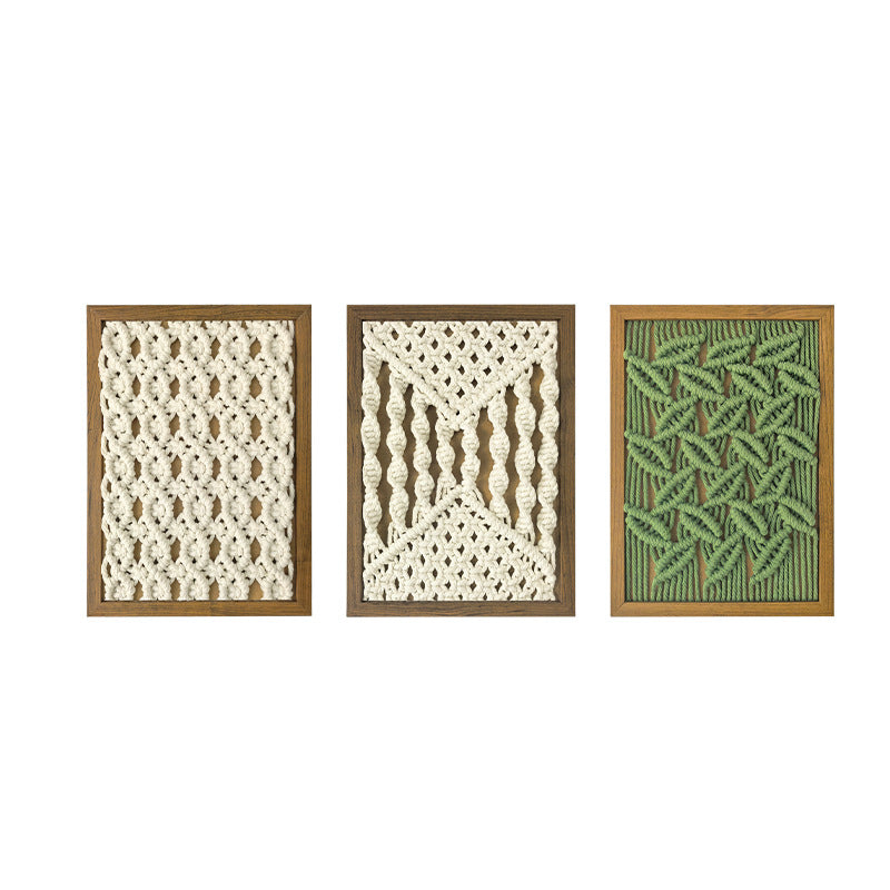 CouldNook Framed Cotton Wall Art - Knotted Patterns and Rectangular Border