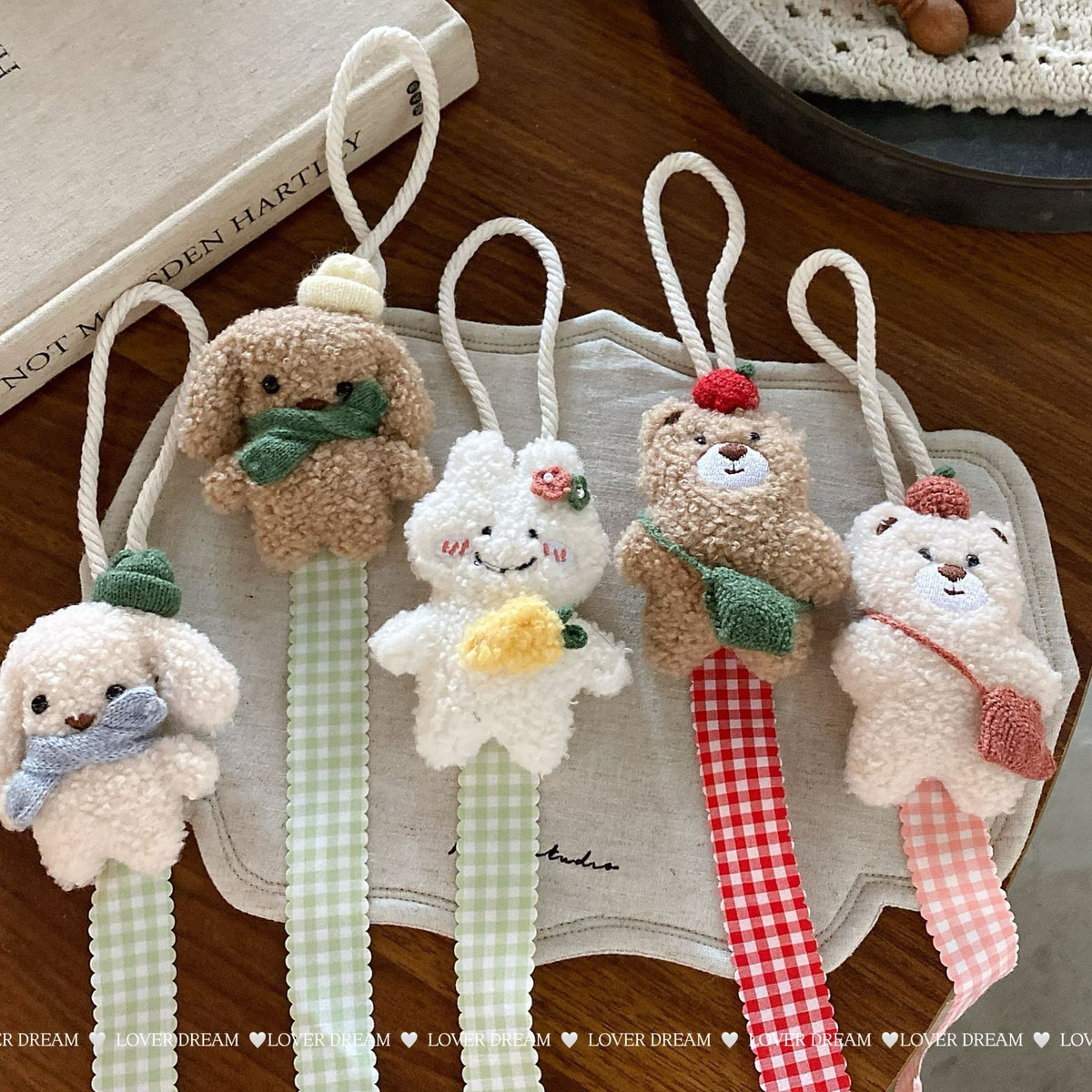 CouldNook Hair Clip Organizer - Plush Figure And Gingham Ribbon
