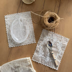 CouldNook Embroidered Lace Table Mat - Floral Stitching And Sheer Panels