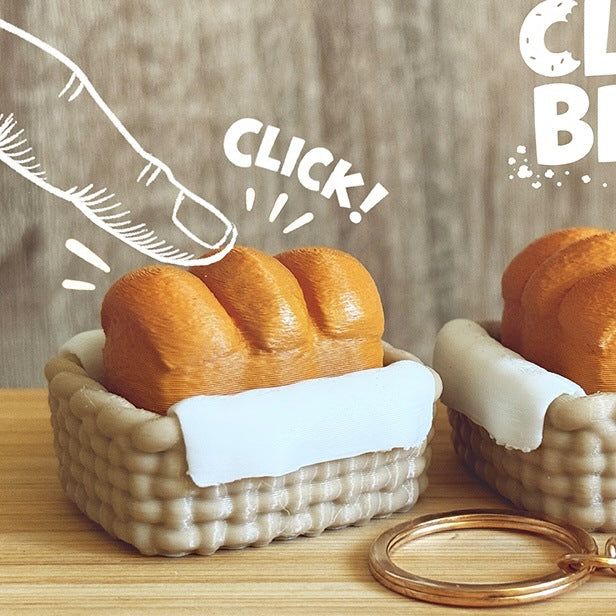 CouldNook Bakery Clicker Keychain - Bread Shapes And Pressable Tops