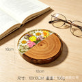 CouldNook Round Floral Coaster - Wood Grain and Clear Resin Section