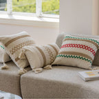 CouldNook Tasseled Cushion Cover - Woven Patterns And Four Corner Tassels