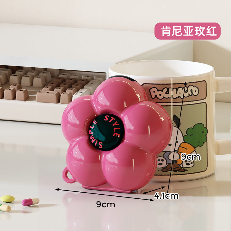 CouldNook Flower Pill Organizer - Petal Compartments And Hinged Case