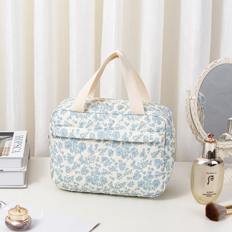 CouldNook Quilted Cosmetic Travel Bag - Floral Prints and Handles