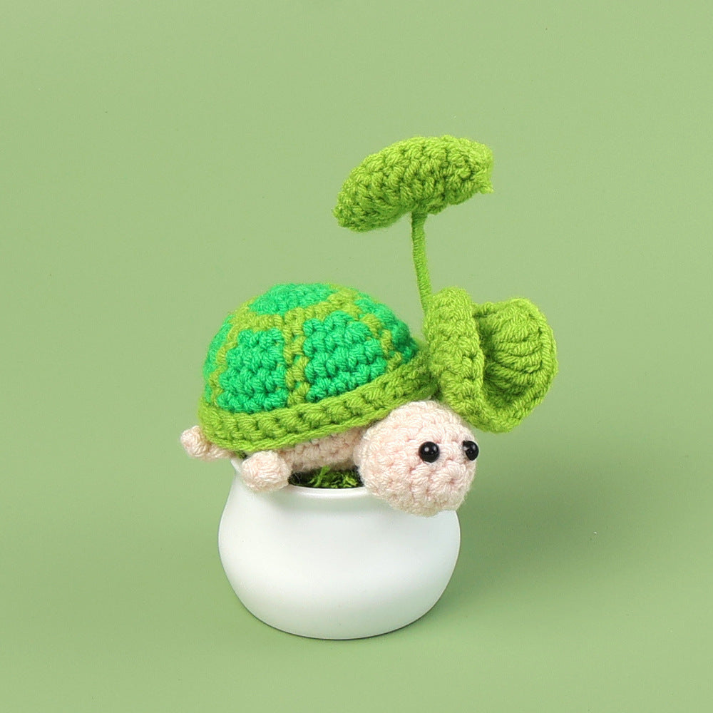 CouldNook Crocheted Character Pot Ornament - Colorful Figures And White Pots