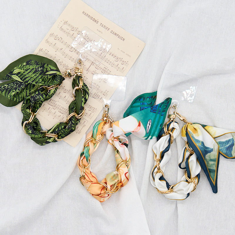 CouldNook Botanical Scarf Phone Wrist Strap - Upscale Anti‑Drop Lanyard