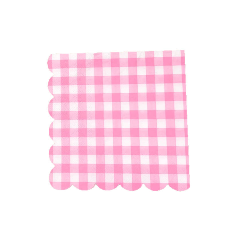 CouldNook Gingham Paper Napkin Set - Scalloped Edges and Square Shape