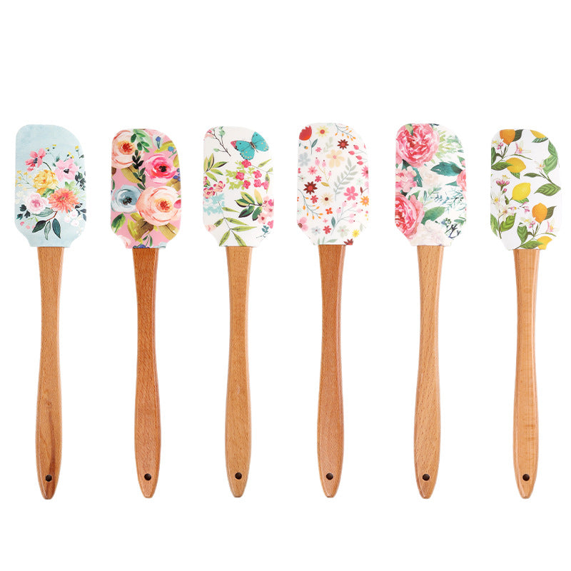 CouldNook Printed Spatula - Botanical Designs and Long Beech Handle