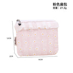 CouldNook Daisy Cosmetic Pouch - Tiny Flowers And Pleated Ruffle Trim