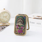 CouldNook Decorative Folding Pocket Mirror - Raised Peacock Motifs And Metal Frame