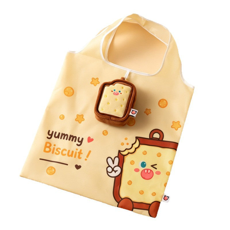 CouldNook Food Character Shopping Bag - Foldable Tote And Matching Pouch