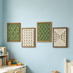 CouldNook Framed Cotton Wall Art - Knotted Patterns and Rectangular Border
