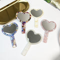CouldNook Heart Hand Mirror - Short Straight Handle And Patterned Acetate