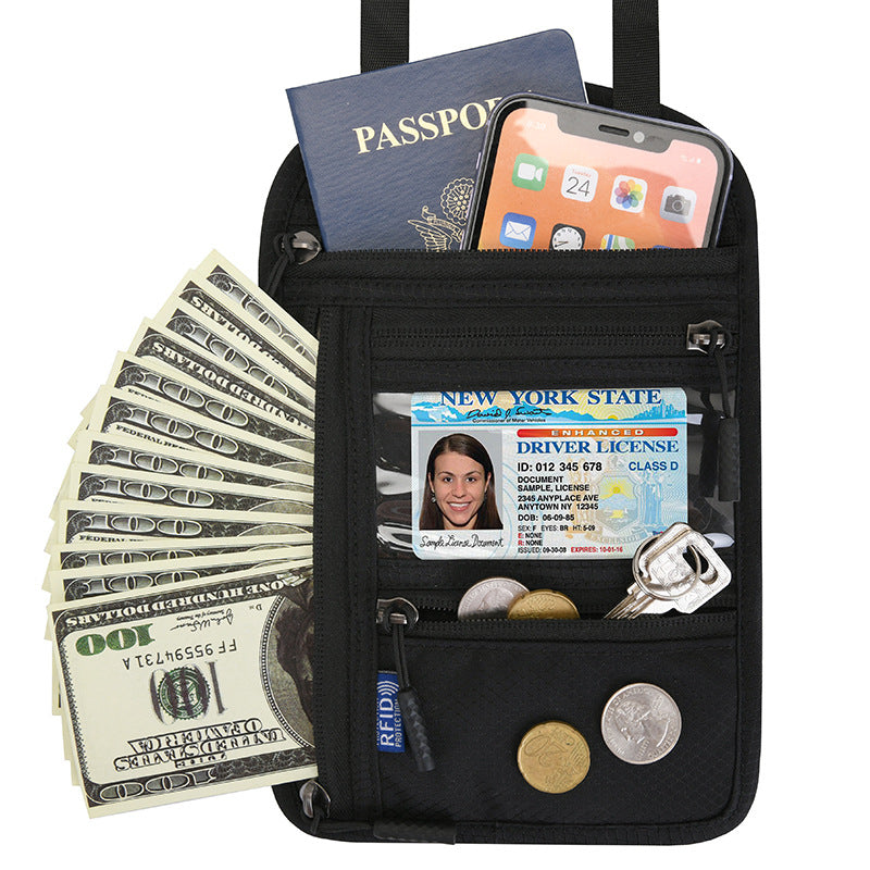 CouldNook Passport Neck Pouch - Clear Card Window And Zipped Compartments