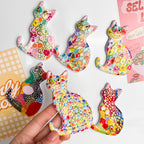 CouldNook Patterned Cat Magnet - Seated Silhouette And Colorful Raised Details