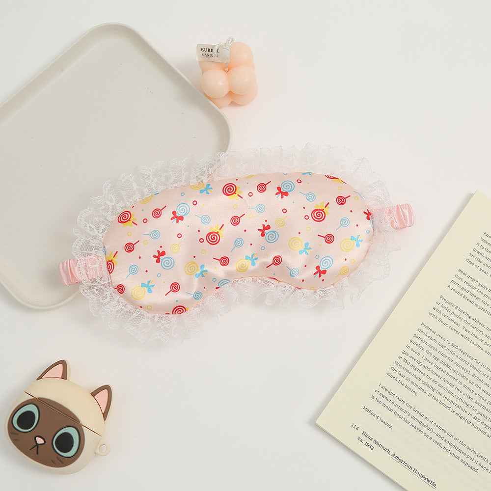 CouldNook Sleep Mask - Printed Front And Gathered Lace Border
