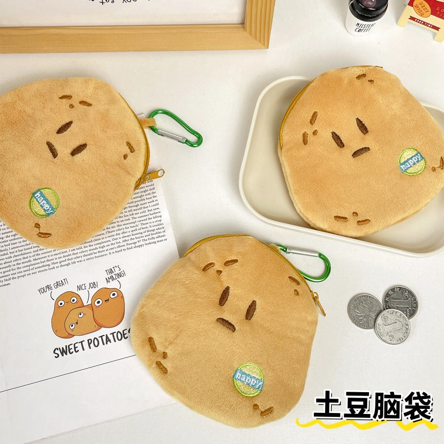 CouldNook Potato Coin Purse - Golden Plush And Four Embroidered Expressions