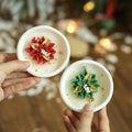 CouldNook Floral Christmas Candle - Layered Petals and Gold-Tone Details