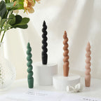 Twisted Spiral Taper Candles - Long Stem Decorative Dinner Candles