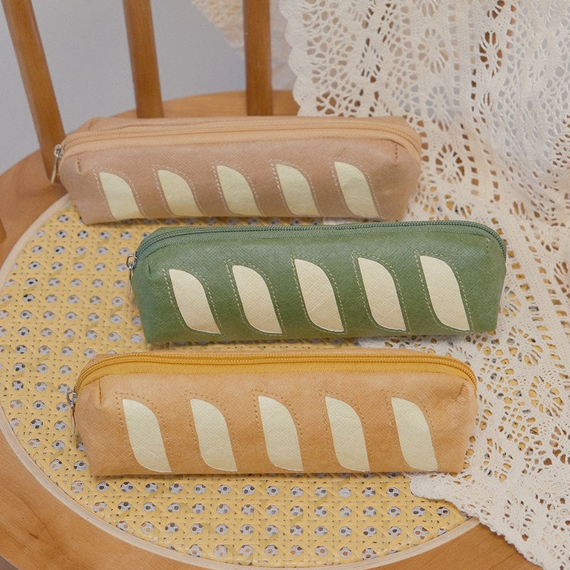 CouldNook Baguette Pencil Pouch - Bread-Inspired Panels And Top Zipper