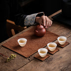 CouldNook Vintage Zen Waterproof Tea Mat - Wabi-Sabi Crinkled Fabric Placemat & Coaster