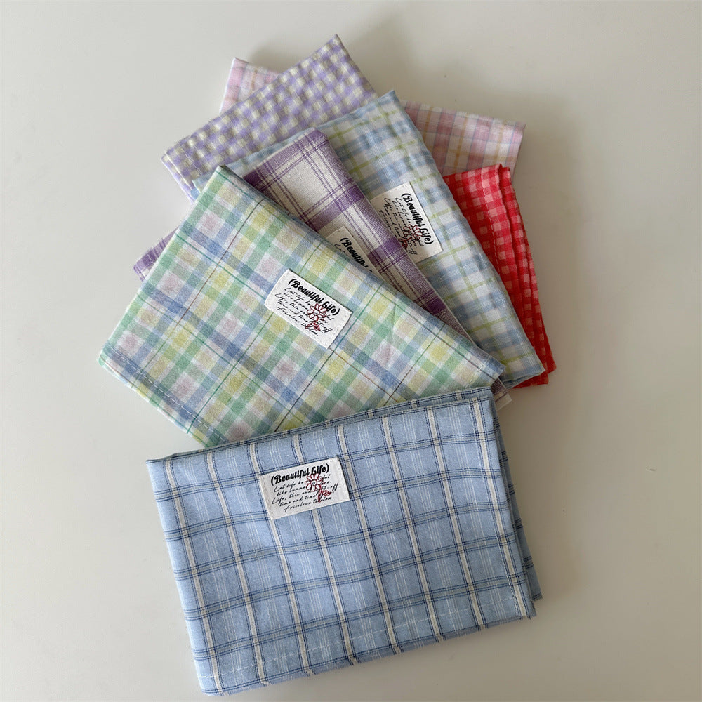 CouldNook Plaid Fabric Table Napkin - Woven-Look Checks And Sewn Label