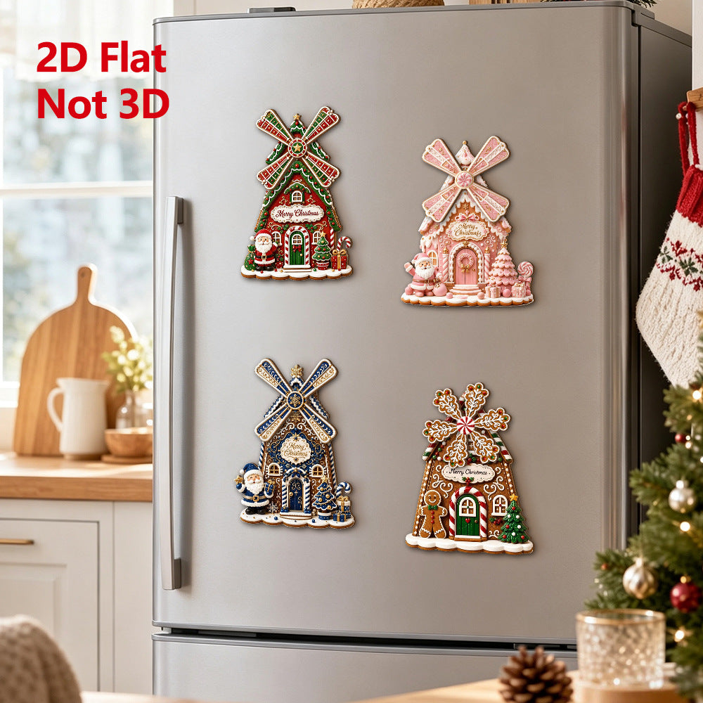 CouldNook Windmill House Magnet - Christmas Print And Rotating Blade Detail
