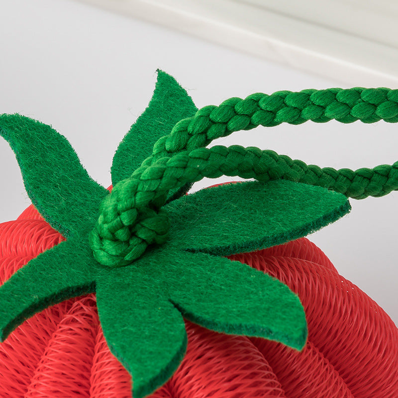 CouldNook Fruit Shaped Bath Pouf - Gathered Mesh And Green Leaf Detail