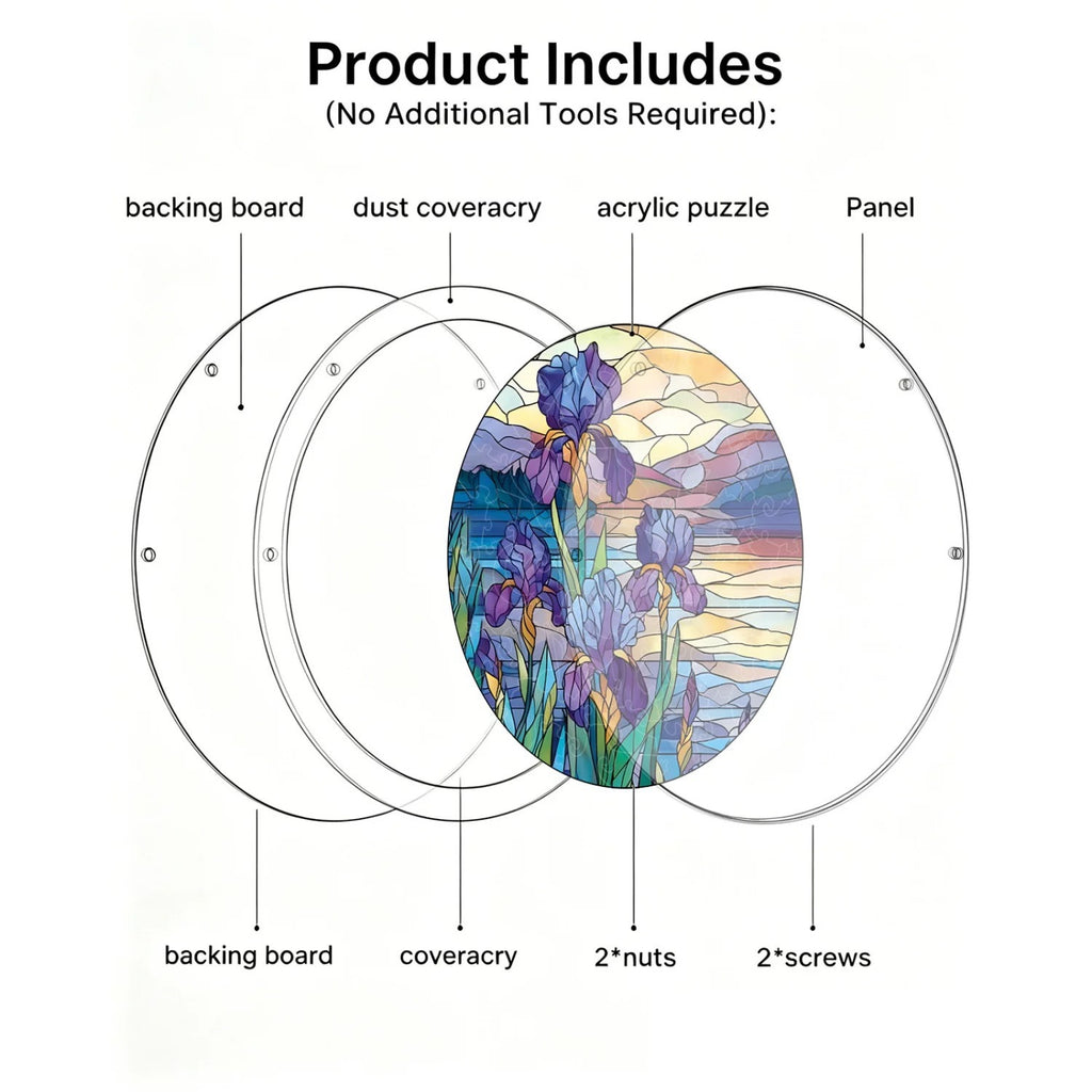 CouldNook Acrylic Puzzle Suncatcher - Round Panel And Colorful Window Artwork