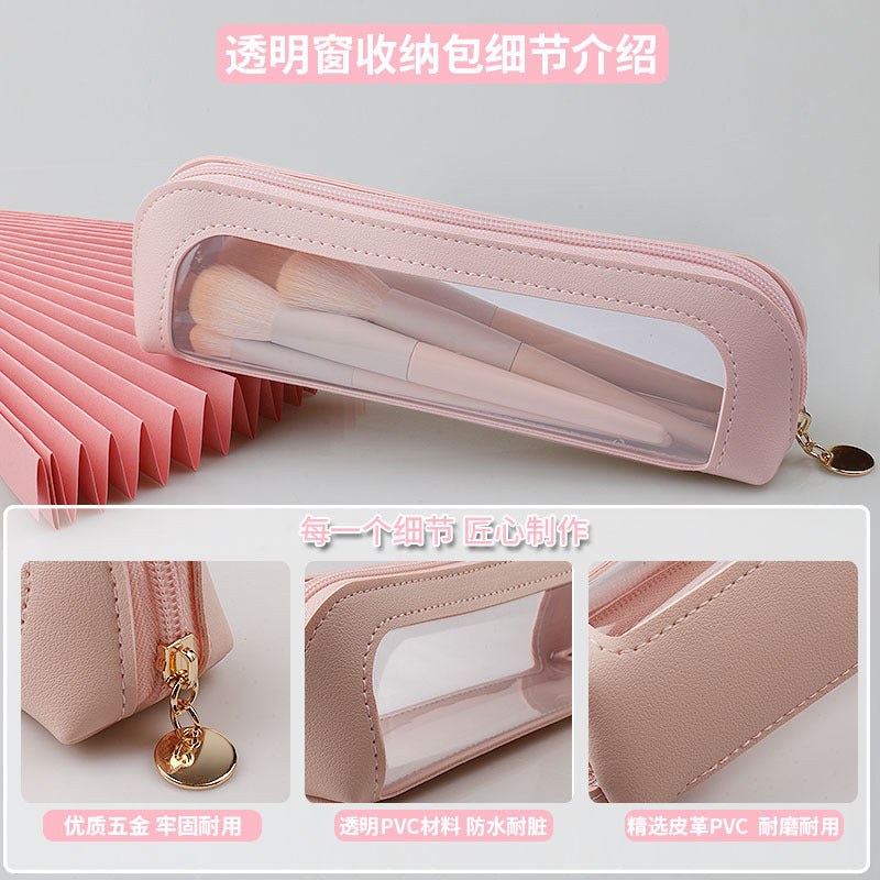 CouldNook Makeup Brush Pouch - Clear Front Window And Zip Closure