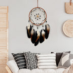 CouldNook Feather Dreamcatcher - Beaded Web And Long Hanging Feather Strands