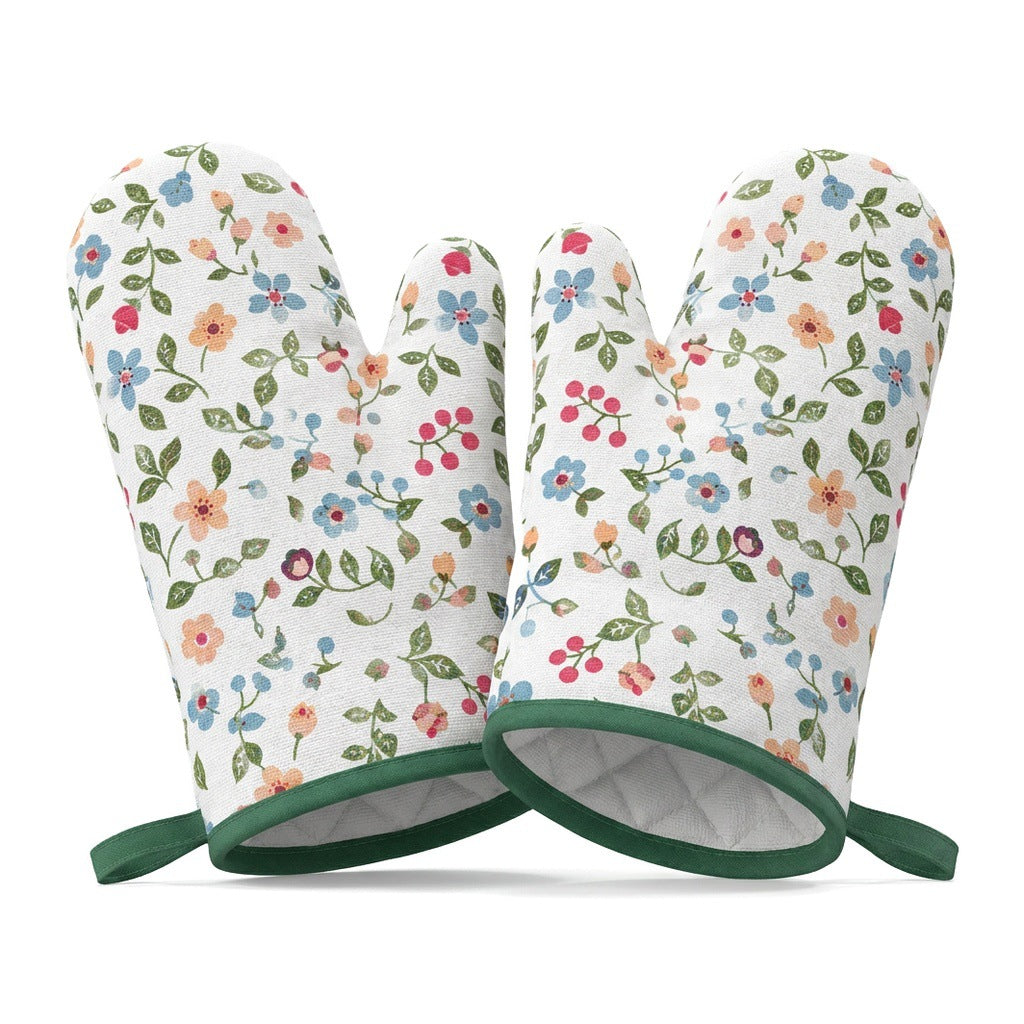 CouldNook Printed Oven Mitt - Floral Patterns And Bound Hanging Loop