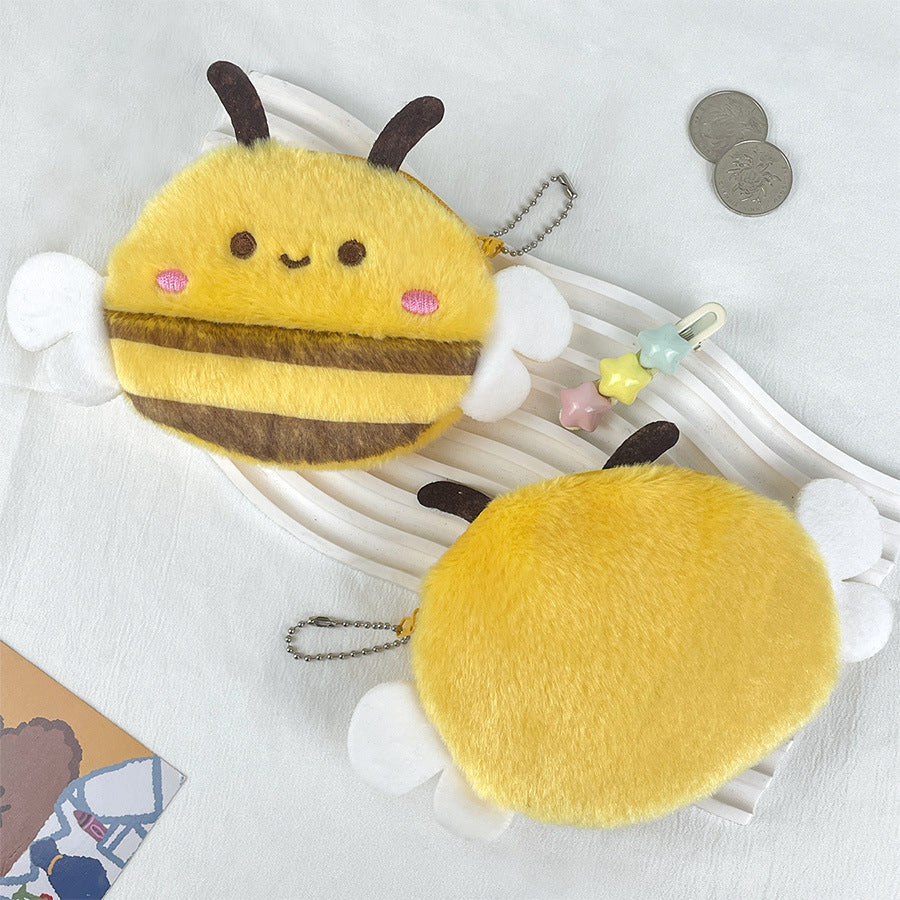 CouldNook Bee Coin Purse - Plush Stripes And Little White Wings