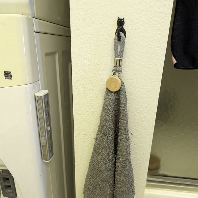 CouldNook Towel Clip - Braided Hanging Loop And Round Wood Detail