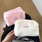 CouldNook Plush Cosmetic Bag - Pale Colors And Rounded Pillow Shape