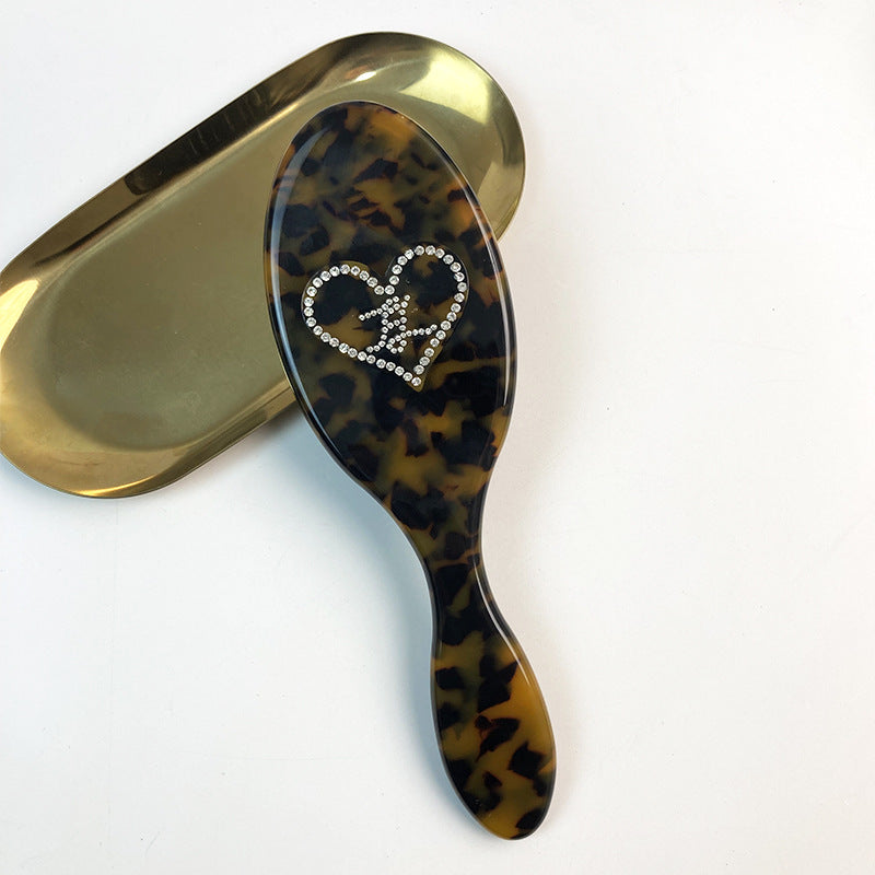 CouldNook Heart-Accent Grooming Accessory - Faceted Detail And Patterned Acetate Body