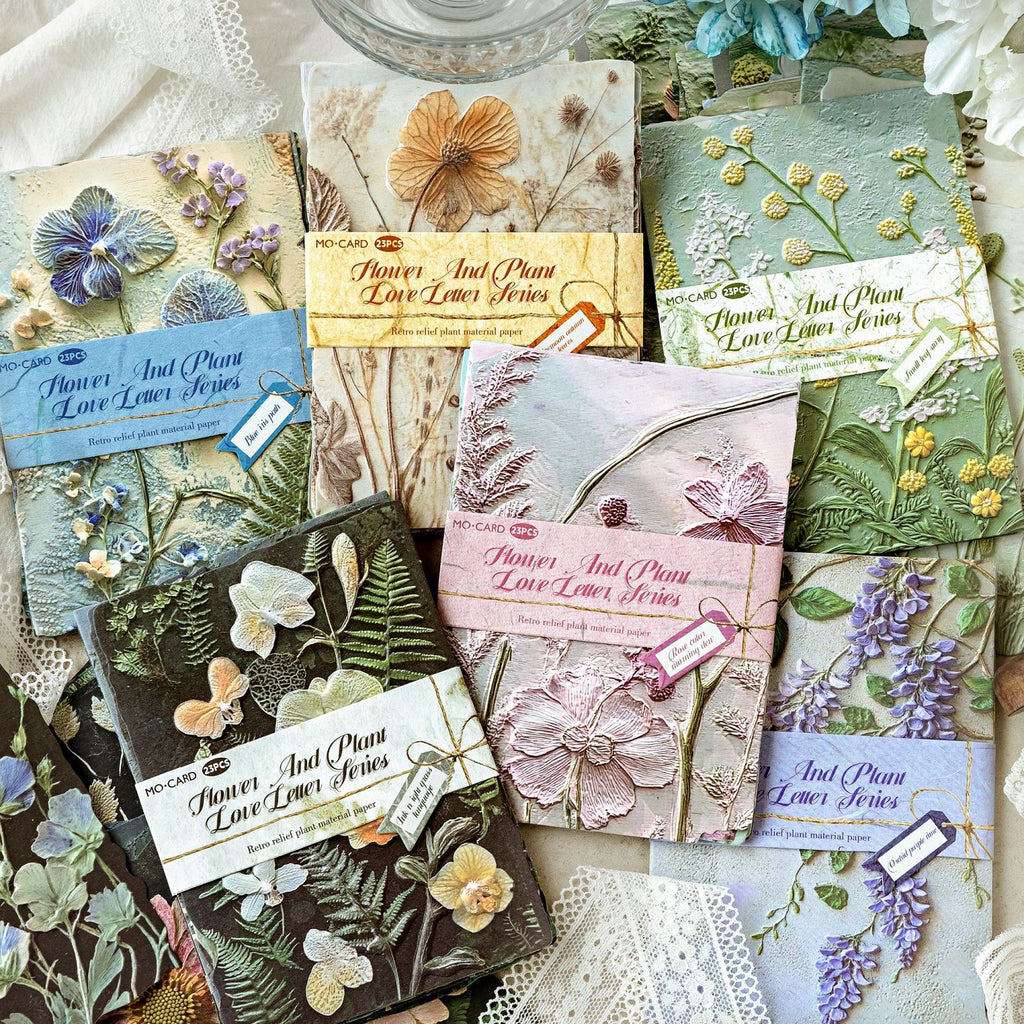 CouldNook Botanical Collage Paper - Embossed Details And Coordinated Floral Prints