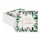 CouldNook Christmas Paper Napkins - Holly Berry Border And Script Greeting