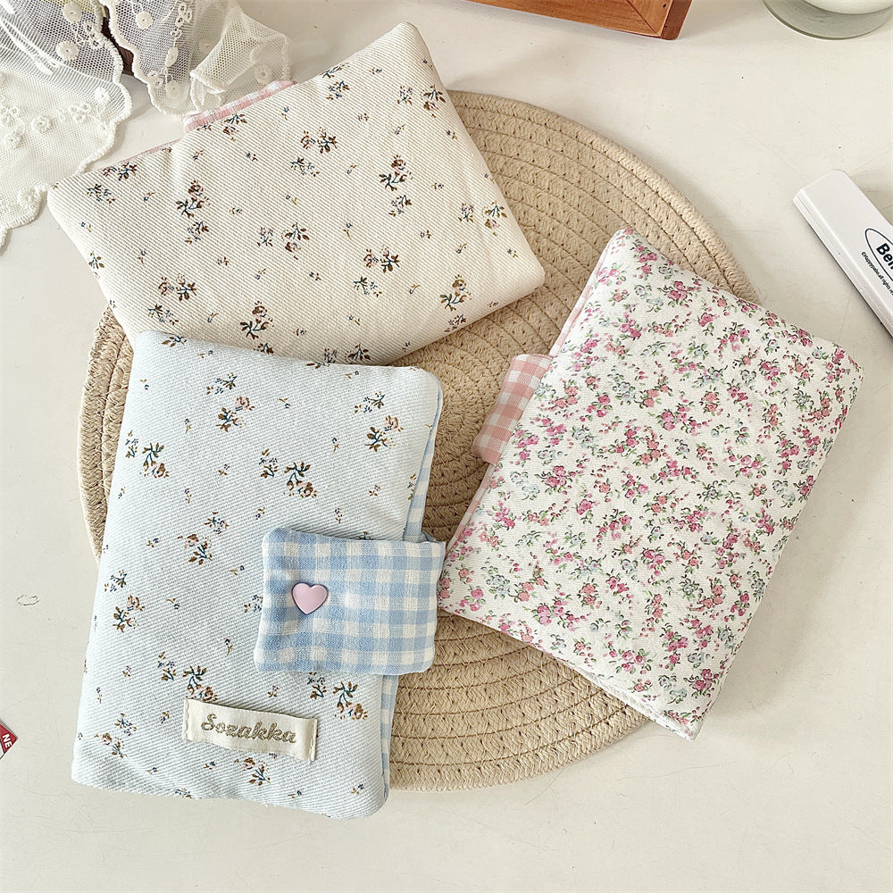 CloudNook Floral Fabric Book Sleeve‑Button Notebook Cover