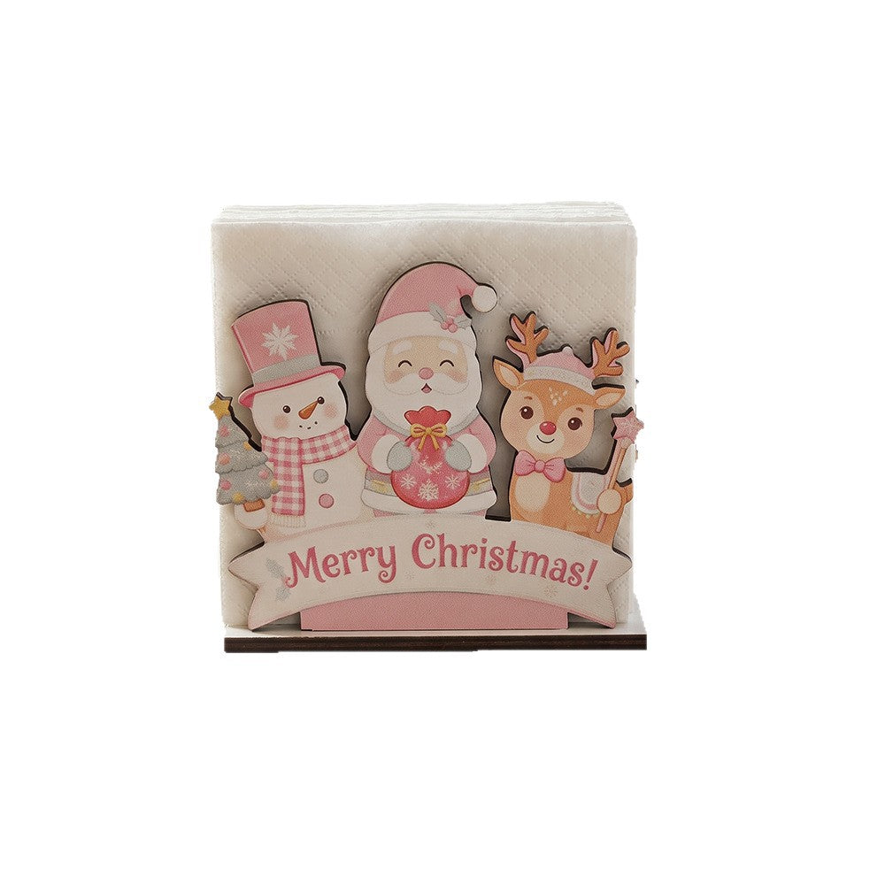 CouldNook Christmas Napkin Holder - Wooden Base And Festive Cutout Sides
