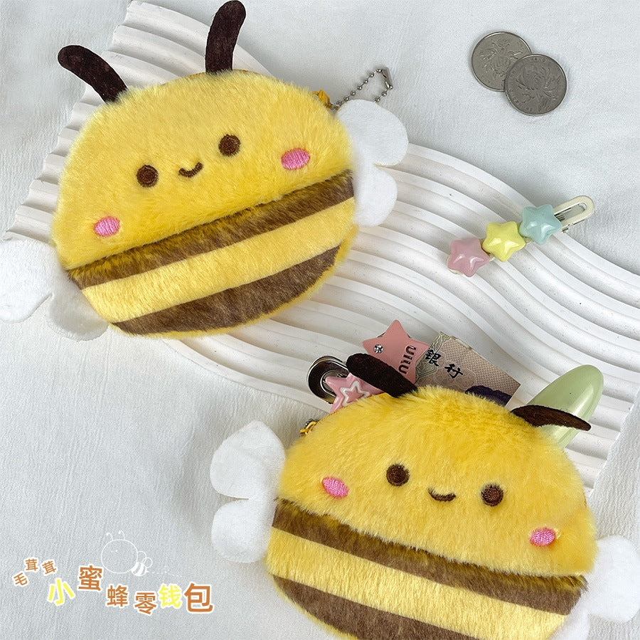 CouldNook Bee Coin Purse - Plush Stripes And Little White Wings